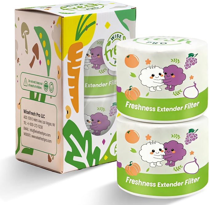Ethylene Absorber for Fruit and Vegetable Storage, 340g x 2 Pack Cylindrical Ethylene Remover, High Capacity Produce Saver for Refrigerator, Fruit Storage Containers and Produce Cabinets