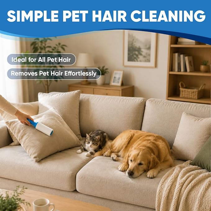 600 Sheets Lint Roller for Pet Hair, Lint Remover, Extra Sticky with Spiral Easy Tear & Ergonomic Handle, Multipurpose for Clothes, Furniture, Carpet & Car Seats