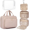 BAGSMART Toiletry Bag Hanging Travel Makeup Organizer with TSA Approved Transparent Cosmetic Bag Makeup Bag for Full Sized Toiletries, Large-Pink