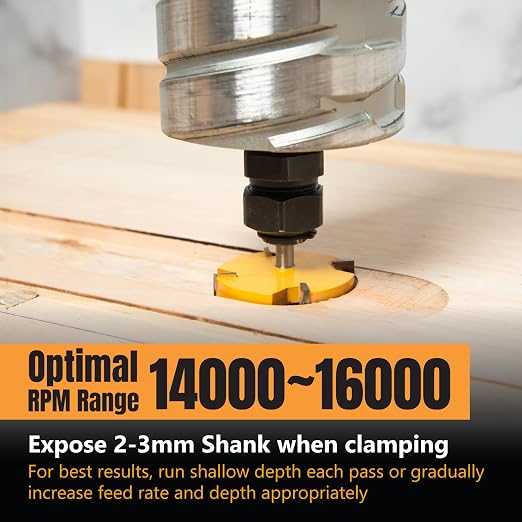 POWERTEC Slab Flattening Router Bit, 1/4 Shank, 2" Diameter, 1/2" Cutting Depth, Woodworking Surfacing Bits for CNC Machine, Wood Milling & Live Edge Wood Planing (73056)