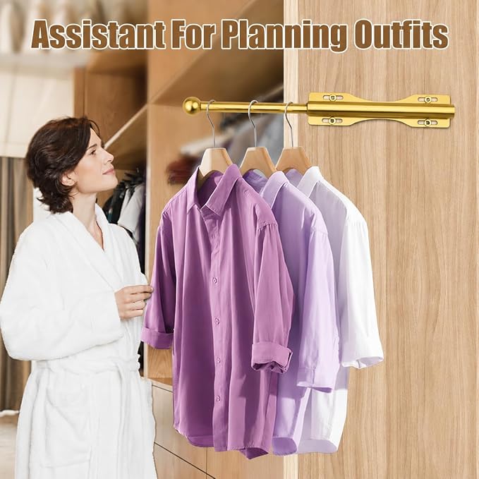 13" Valet Rod For Closet Pull Out Adjustable For Closet,1 Pack Gold | 13" pull-out valet rod provides convenient hanging space for clothes in closets, bedrooms and laundry rooms.