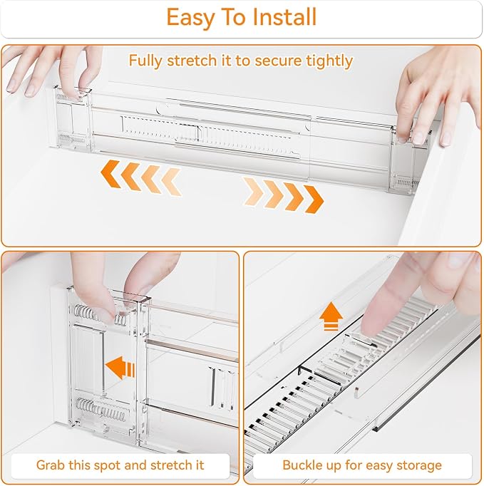 Yieach 12 Pack Clear Expandable Deep Drawer Separators From 15 to 21'' - 3.2 Inch Tall Acrylic Drawer Dividers for Clothes,Dresser Drawer Dividers for Dresser,Baby Nursery,Clothing,Sock or Underwear