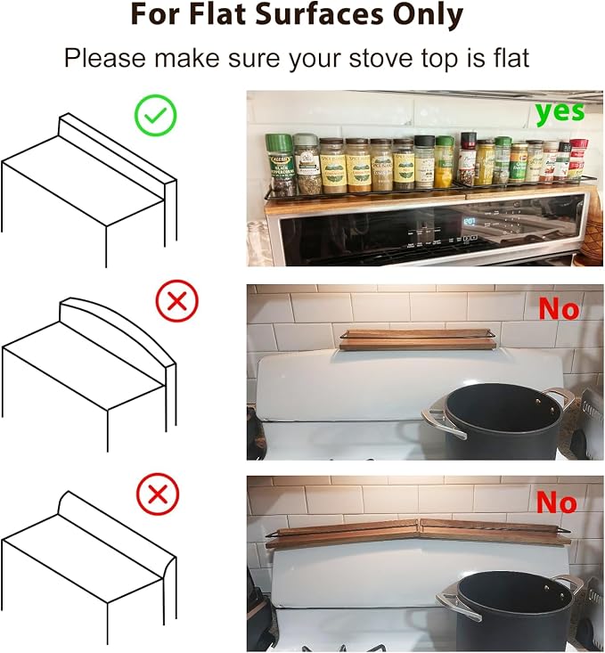 2-Piece 30" Magnetic Stove Top Shelf – Acacia Wood Spice Rack Organizer, No-Drill Over Stove Shelf for Kitchen, Strong Magnets, Heat Resistant, Easy Clean, Fits Gas/Electric Stoves