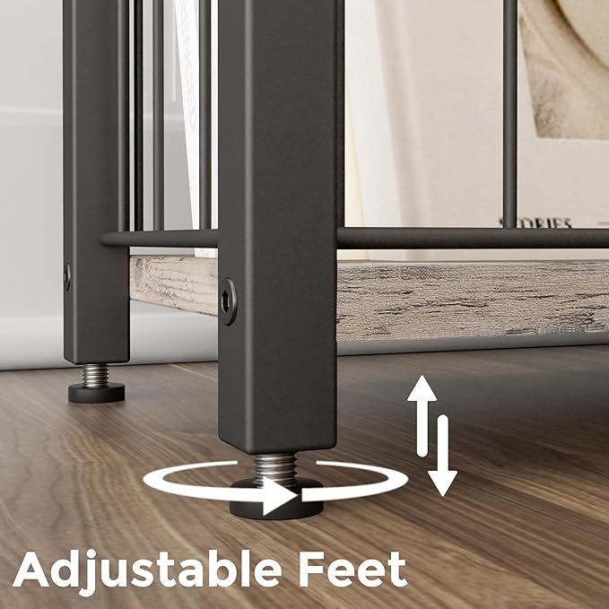 Homleke Narrow Side Table with Magazine Holder, Skinny End Table | Space-Saving Design, Small Spaces, Storage Shelf, Metal Frame, Easy Assembly, 7.1" D x 16.9" W x 23.6" H, Greige