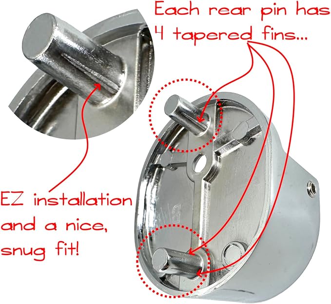Closet Rod Support Flanges with Rear Pin | Heavy Duty 32mm Diameter Clothes Pole End Sockets for Wardrobes | Polished Chrome | 25 Pair