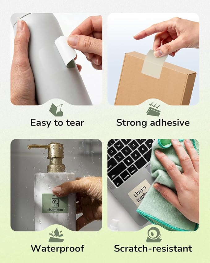 Phomemo Labels- Green Gradient 5 Colors Thermal Labels, 1.57" x 1.18" Self-Adhesive Stickers for M110/M100/M220/M250 Label Printers, 1 Roll 40x30mm Thermal Paper for Candle, Logo, Baking Box, 230 PCS