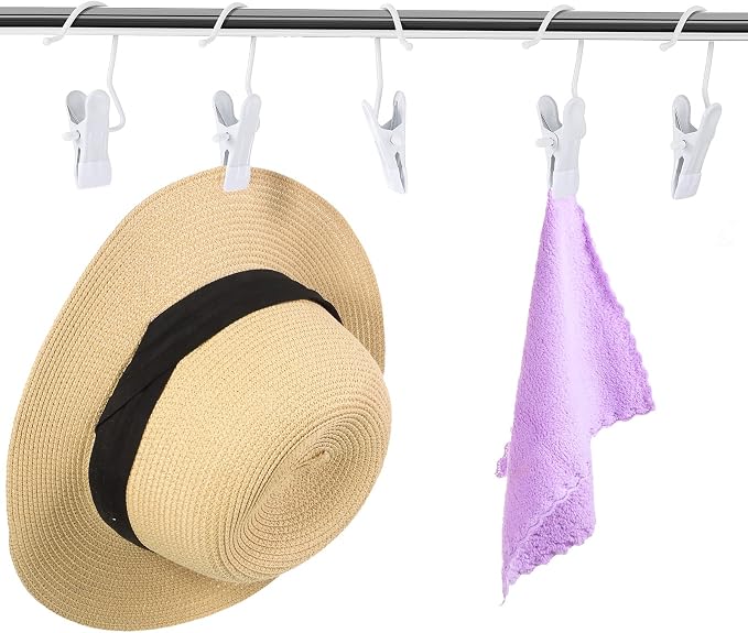 Hotop 20 Pieces Boot Hanger Clips for Closet, Laundry Hanging Hooks Heavy Duty Clips Boot Holder Portable Single Hooks Space Saving for Pants Jeans Clothes Hats Tall Towels (White)