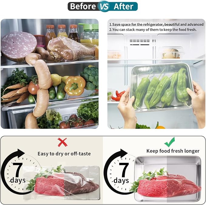 GIUOIDUO stainless steelFood Storage Containers setsstorage box with lidfreezer FrozenKitchen tray with lidOven plateSide dish plate Freezer & Dishwasher Safe