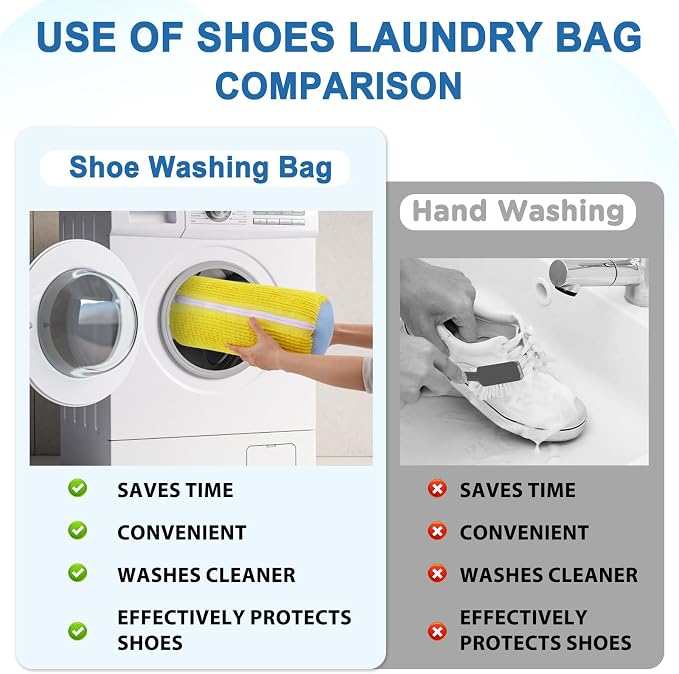 Aship Shoe Washing Machine Bag 2PC - Heavy-Duty Laundry Shoe Bag for Washer & Dryer, Restores Sneakers to Brand New, Noise-Reducing, Reusable Shoe Cleaning Bag for Sneakers/Running Shoes