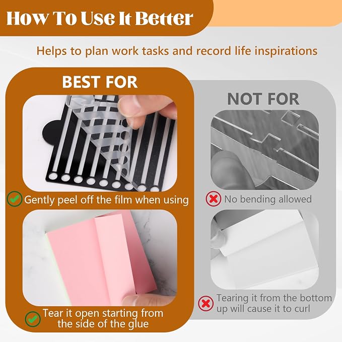 3" x 3" Sticky Notes Stencil and Holder Set with 5 Planner Stencils 100 Sheet Self-Stick Sticky Notes Black Acrylic Post It Note Stencil Holder Memo Organizer for Classroom Office Desk Organiz