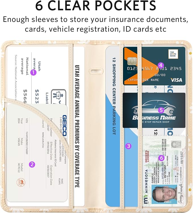 CoBak Car Registration and Insurance Holder | Vehicle Glove Box Organizer, Auto Truck Compartment Document Case with Magnetic Closure for Insurance & Driver License