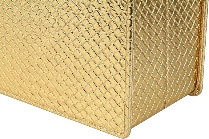 HofferRuffer Magazine Basket Holder, Foldable Magazine Rack, Document File Holder Organizer, File Folder, Newspaper Storage Bin Organizer for Home or Office (Gold)
