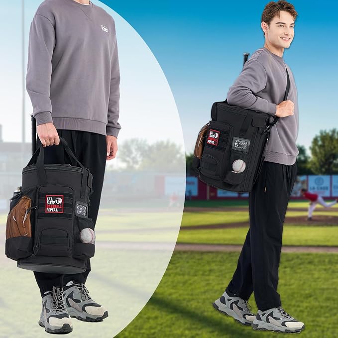 Baseball Bucket Bag 6 Gallon Multi Pockets Softball Coaching Equipment Bag | tactical Baseball Bucket Cover Organizer with padded Seat for Balls, Bat, Gloves, Scoreboards