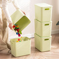 5 pack large plastic White storage bins with Lids, Toy Box Chest with Handle，Organizer Containers Baskets for Baby,Nursery，Shelves，Playroom, Bedroom，Office,Closet，home (Light Green, 5L)
