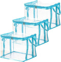 Large Clear Thick Plastic Storage Box with Hinged Lid, Heavy-Duty Durable High Capacity Organizer, Foldable Storage Box,Perfect for Home, Camping, Travel, Attic & Moving (Blue-L-3)