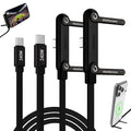 Invisible Holder Charger Cable, 240W PD Fast Charging Cable for Desk, USB-C to USB-C & USB to USB-C Cable 4.9 FT with 360° Adjustable Metal Stand, 2 in 1 Holder Charger for Gaming, Office, Home