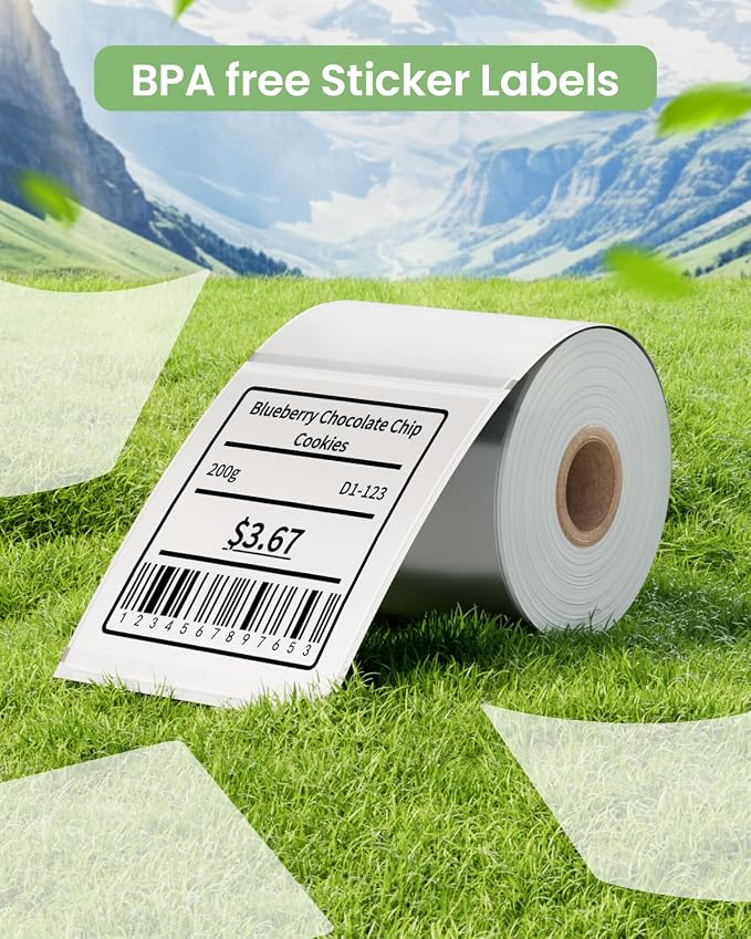 Phomemo Labels - M110/M100/M220/M108/M250/M160 Themral Label Paper,100 Labels/Roll, 1.97"x3.15"(50x80mm), Frosted Clear Thermal Labels for Barcode/Address/Mailing/Logo/Business/Home Tag