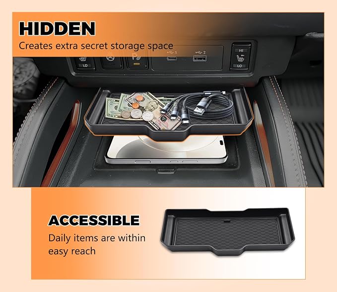 GZSH 4 Set Organizer for Nissan Frontier 2022-2026 (S/SV/Pro-X/Pro-4X/SL) | Center Console Organizer Tray Front Console Shelf Armrest Storage Box Cup Holder for Nissan Frontier 2022+