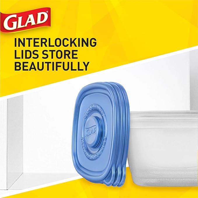 Glad GladWare Big Bowl Food Storage Containers with Lids, Large Round No BPA Plastic Containers for Soups, Salads, and Meal Prep, Lock Tight Seal, Microwave Dishwasher Safe, 48 Oz, 3 Count