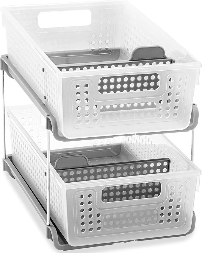 madesmart Antimicrobial 2 Tier Organizer, Pack of 2, Frost