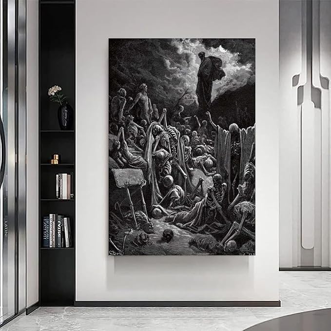 Gustave Dore The Vision Of The Valley Of Dry Bones Prints Wall Art Paintings Poster Canvas Wall Art Picture Prints Hanging Photo Gift Idea Decor Homes Artworks 24x36inch(60x90cm)