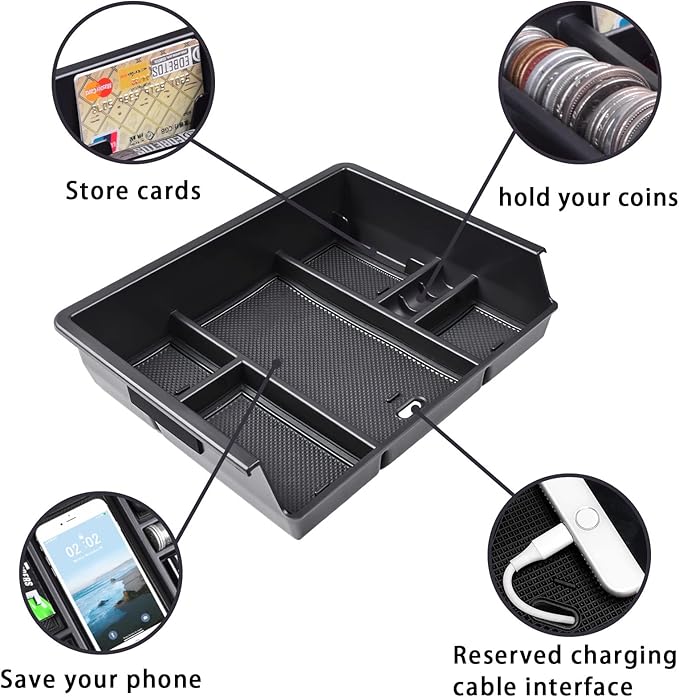 Center Console Organizer Tray for 2014-2018 Chevy Silverado/GMC Sierra 1500 | 2015-2019 Silverado/Sierra 2500HD/3500HD Accessories, Console Insert Tray Add Extra Storage, Full Console w/Bucket Seat ONLY