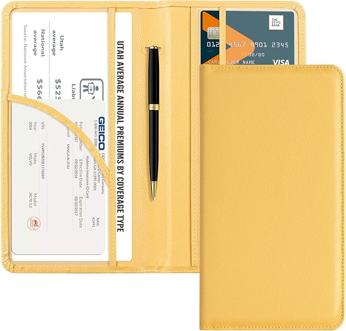 CoBak Car Registration and Insurance Holder | Vehicle Glove Box Organizer, Auto Truck Compartment Document Case with Magnetic Closure for Insurance & Driver License