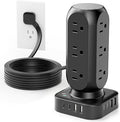 TenTrend Power Strip Tower, 4.8A Fast Charging Tower, 5 FT Extension Cord | 12 AC Outlets & 8 USB Ports (4USB-C), Flat Plug Charging Station for Home, Office, Dorm Room