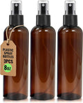 3 Packs 8 oz Brown Plastic Spray Bottles, Black Fine Mist Sprayer | Refillable Empty Bottles with Cap, For Essential Oils, Perfumes, Travel, Cleaning Solutions, With Labels & Funnel