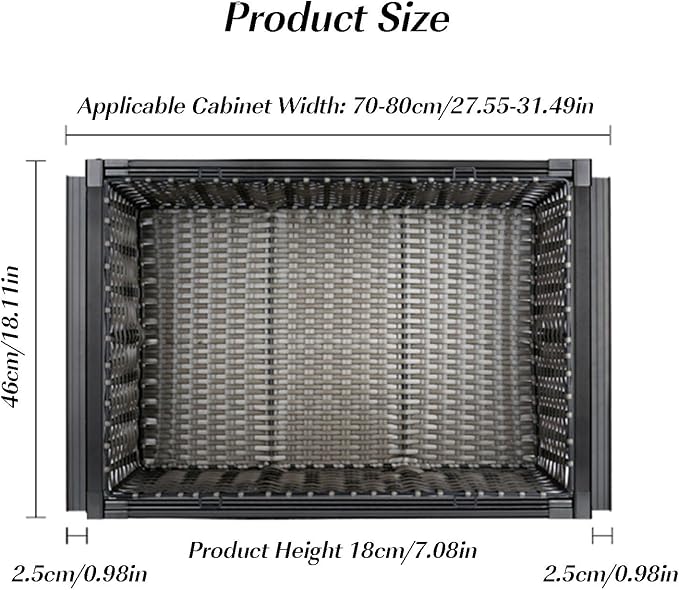 Pull Out Drawer Organizer Containers,Basket Storage Rack for Stackable Clothes,Slide Out Pantry Shelves,Can Store Office Supplies Clothes and Tableware(27.55-31.49in)