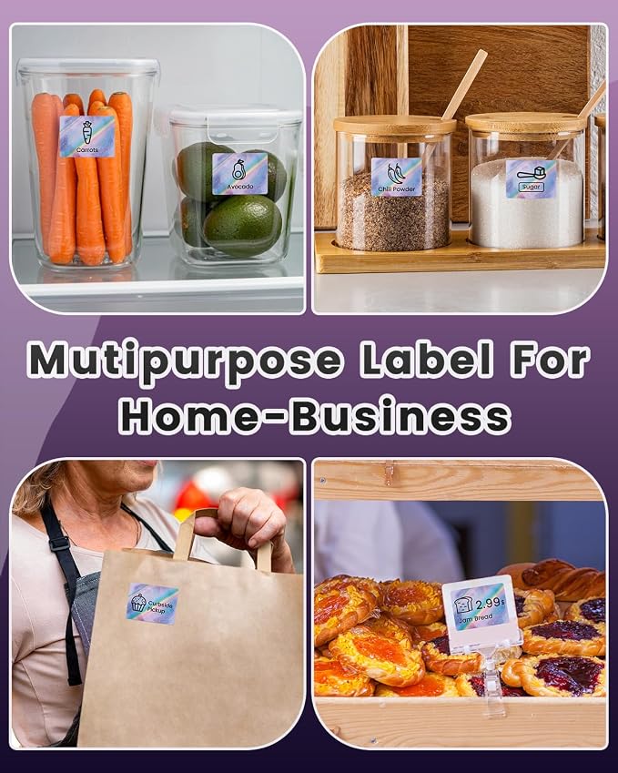 Phomemo Thermal Labels - Purple Star Color Label for M110/M100/M220/M250/M108, 1 Roll 1.57"x1.18"(40x30mm) Thermal Labels, for Small Business/Home Use, Barcode, Address, Logo, Colthing Label, 190 PCS