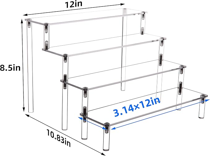 Acrylic Stands for Display,4 Tier Clear Cupcakes Perfumes Figurines Display Stand Risers Shelf for Decoration and Organizer