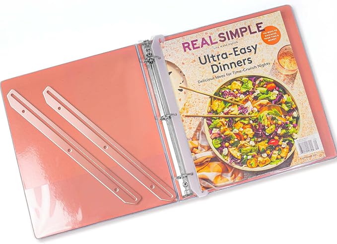 40Pcs 3 Hole Punched Magazine Holders, 3 Ring Binder Insert Strip, White | ‌Punch-Free for Magazines, Magazine Organizer