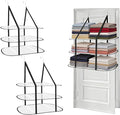 3 Tier Sweater Drying Rack, Over The Door Foldable Lay Flat Dryer with Mesh Panels, Space Saving Hanging Organizer for Sweaters, Blankets, Laundry in Apartments, Dorms, Bathrooms - 2 Pack Black