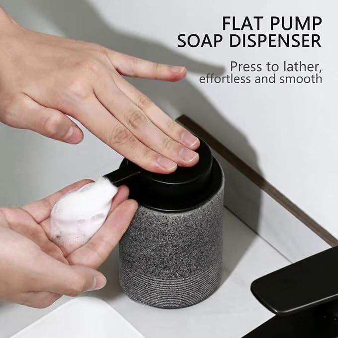 Resin Foaming Soap Dispenser, 11 OZ Bathroom & Kitchen Foam Soap Dispenser, Easy Press Pump, Refillable Hand Soap Dispenser, Modern Decor (Gray)