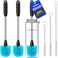 Holikme 5 Pack Bottle Brush 14" Stainless Steel Straw Cleaner Brush,Blue | 14" Long Handle Stainless Steel Bottle Cleaner Brush, 3 Straw Brushes, Bottle Cleaning Brush for Water Bottle Cups Baby