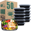 38oz Rectangular Meal Prep Containers, Black, Reusable, BPA-Free