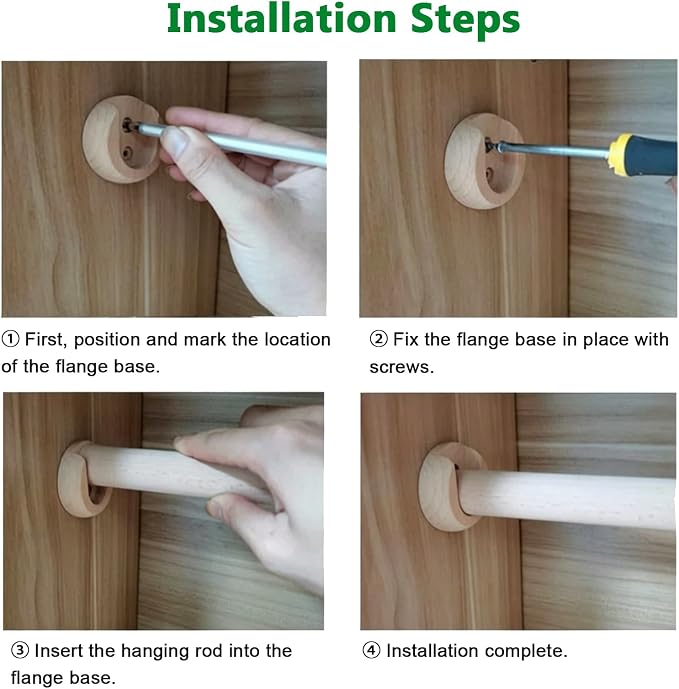 Solid Wood Closet Rod Heavy Duty Wooden Hanging Clothes Bar Cut To Size Custom Length Smooth Straight Wood Dowel Rods Long Wooden Stick Curtain Rod Wood Pole (Dia 1′′,L18in)