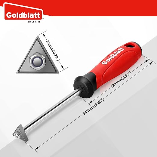 Goldblatt Grout Removal Tool with Replacement Carbide Tip, Scraper Tools | Triangular Edge, Precision Cleaning, Replacement Tip, Fine Groove Pattern, Tile Joint Repair, Caulk Removal, Mortar Cleanup