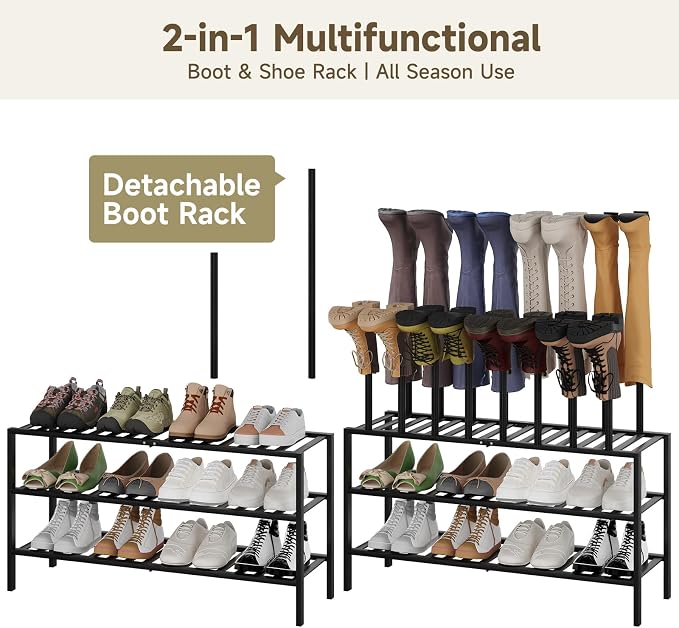 Detachable Boot Rack For Tall Boots Organizer,Outdoor Shoe Rack Storage | 3-Tier Multiuse Shoe Rack For Tall Boots,Closet Organizers And Entryway Storage,Suitable For All Seasons