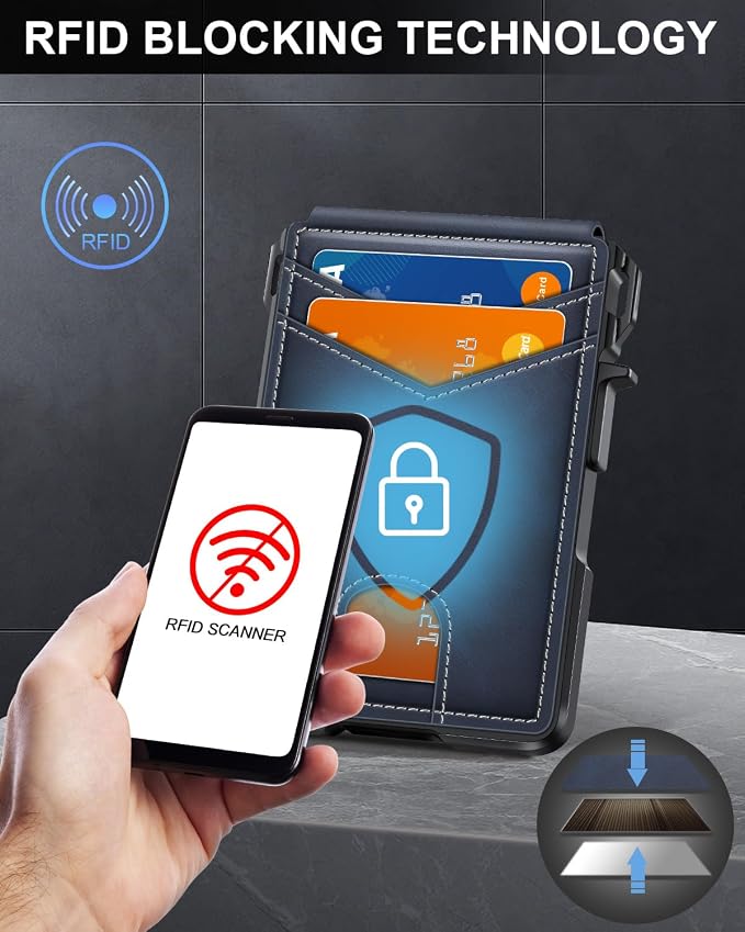 Wallet for Mens Minimalist Wallet 9-13 Cards RFID Blocking Slim Wallet | Money Clip & ID Window, Compact Smart Pop Up Card Wallet, Metal Aluminum Credit Card Holder Wallet, Birthady Gifts for Men