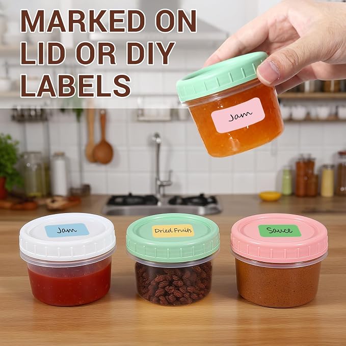 DEMORA 5 oz Small Plastic Containers with Twist on Lids [20 Sets], Stackable Little Food Storage Containers for Snack Lunch Meal Prep Salad Dressings, Freezer/Microwave/Dishwasher Safe, BPA Free