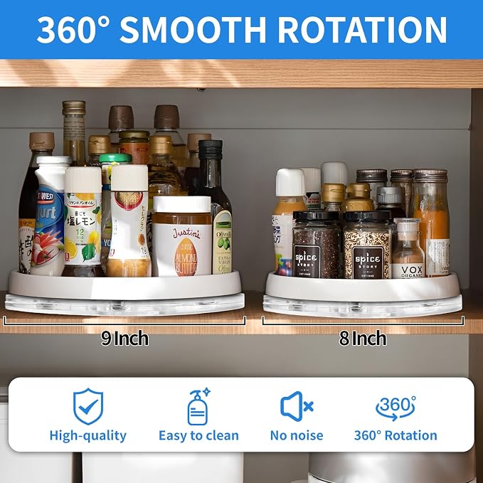 TamBee 2 Pack 6 Inch Lazy Susan Turntable Organizer, 360° Rotation White Acrylic for Spice Rack, Cake, TV, Laptop, Crafts, Kitchen, Cabinet, Pantry Decorating