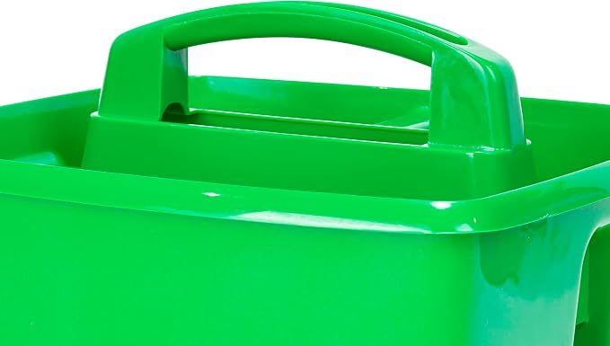 Storex 3-Compartment Small Caddy – Multipurpose Classroom Organizer with Handle, Green, 5-Pack (00951U06C)