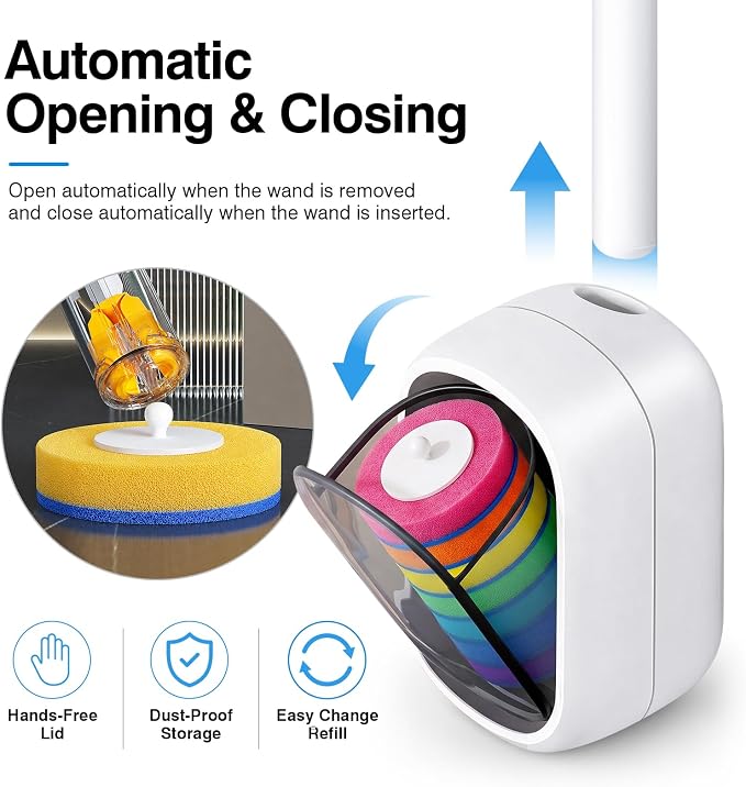 Disposable Toilet Brush, Toilet Cleaning Brush 7 Color-Coded Set – Strong Scrubbing Power, Hygienic Clipper Design No Fall Off, Each Handle with 35 Refill Heads, Clean Bathroom, Tub, Floor