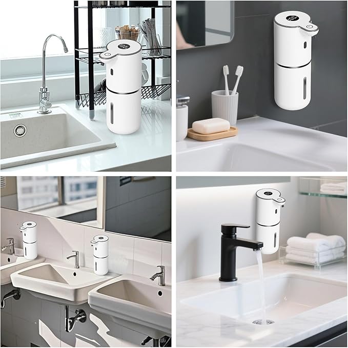 OHIFAST 2 Pack Automatic Liquid Soap Dispenser Touchless, USB Rechargeable Smart Hand Soap Dispenser, 6-Level Adjustable, 12.8oz/380mL Wall Mount for Bathroom Kitchen Dish Soap-White