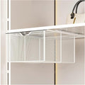 Pull Out Cabinet Storage Basket,Wardrobe Storage Organiser,Storage Under Shelf,No Punching Required,with 4 Hooks,for Kitchen Office Wardrobes Cupboard Storage(White,33x29x17cm)