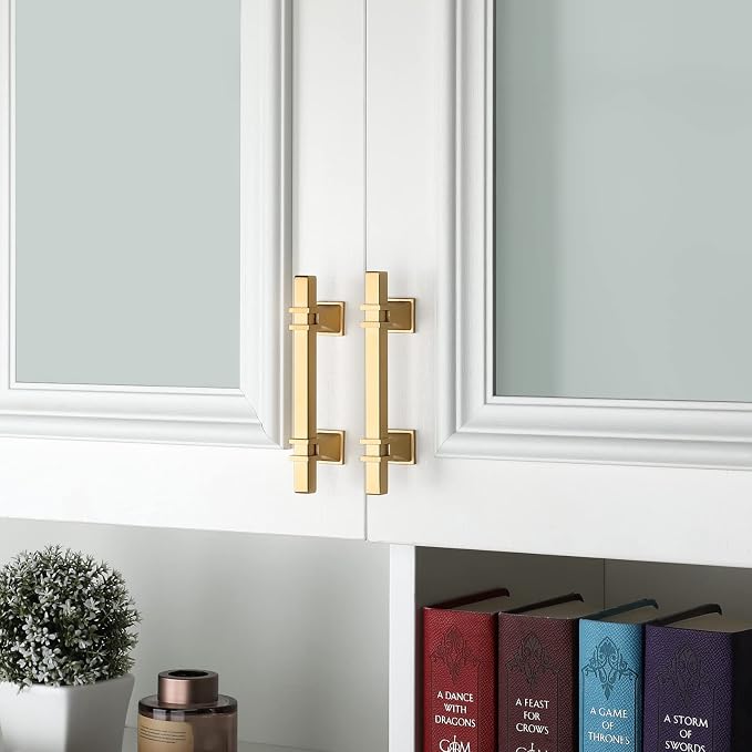 10 Pack 3-3/4 Inch Brushed Gold Pulls Kitchen Cabinet Handles Gold Pulls for Dresser Drawers Kitchen Cabinet Hardware