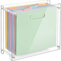SiliFine Clear Acrylic Hanging File Organizer Box with Handles, 13.6 x 10.4 x 5.1 Inches Narrow Desktop Document Holder for Letter A4 Size, Paper Storage Rack for Desk Office Home