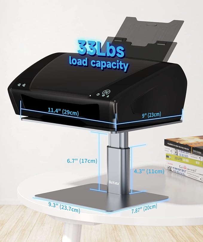 BoYata Monitor Stand, Adjustable Height Metal Desktop Riser, Space Gray | Height-adjustable metal riser with open storage space underneath for monitors, laptops, iMacs, PCs and TVs